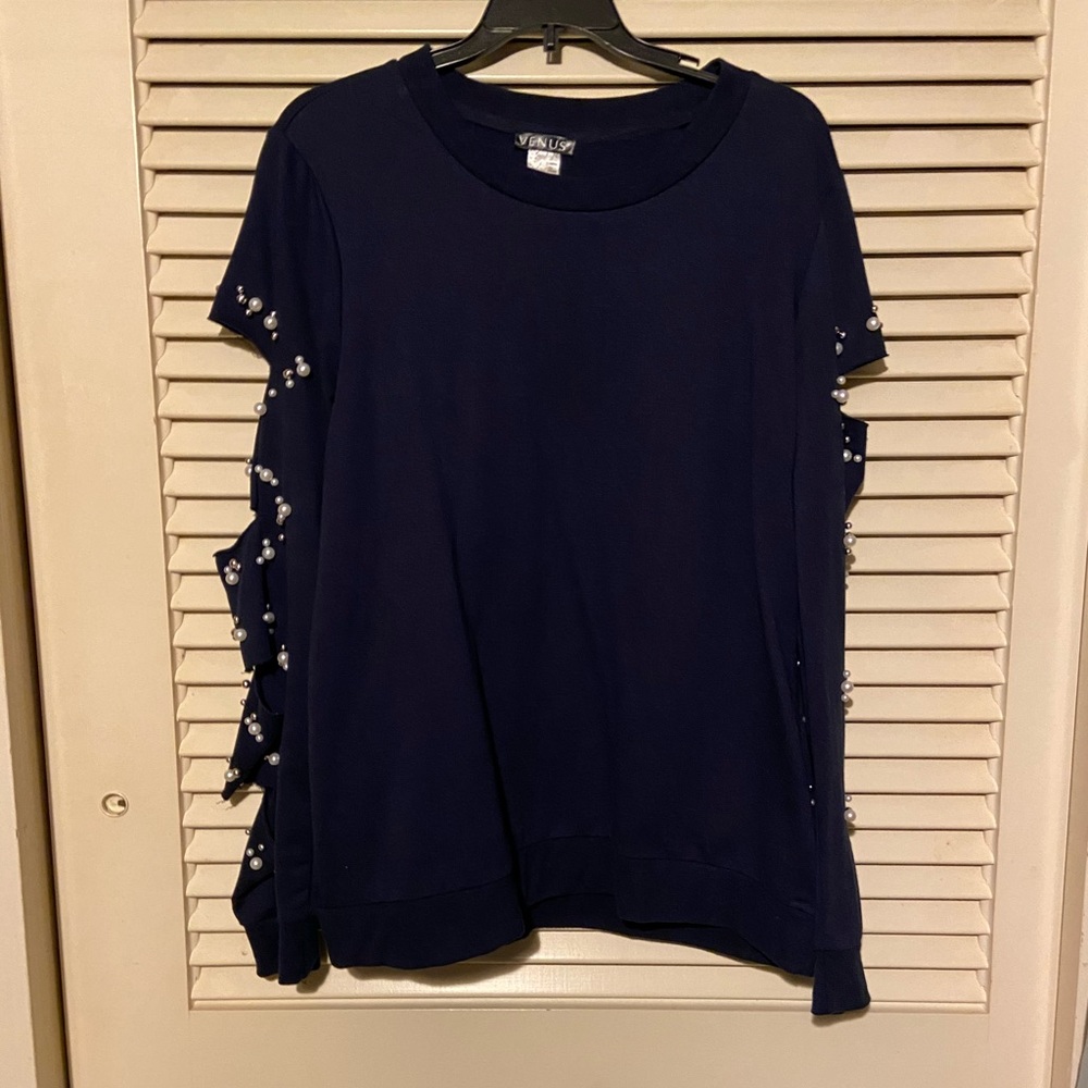 VENUS embellished slashes sleeve sweatshirt Sz. L